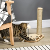 PawHut Arranhador para Gatos 40 cm Torre para Gatos com Poste de Arranhar Bola com Mola e Bolas na Base 35x23x40 cm Carvalho(m-8)