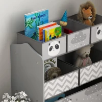 ZONEKIZ Estante para Brinquedos com 6 Caixas de Tecido não Tecido Amovíveis Organizador de Brinquedos 63x30x66 cm Cinza(m-8)