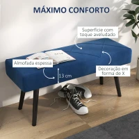 HOMCOM Banco de Pé de Cama Multifuncional e Moderno Banco de Dormitório com Pés de Aço e Assento Acolchoado 100x36x45 cm Azul(m-4)