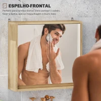 HOMCOM Armário de Casa de Banho com Espelho Móvel Suspenso de Casa de Banho com Prateleira Interior Ajustável 48x14,5x45 cm Madeira(m-5)