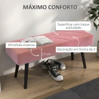 HOMCOM Banco de Pé de Cama Multifuncional e Moderno Banco de Dormitório com Pés de Aço e Assento Acolchoado 100x36x45 cm Rosa(m-4)