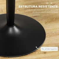 HOMCOM Mesa de Cozinha Redonda Mesa de Jantar Moderna para 2 Pessoas com Base de Aço e Almofadas Antiderrapantes Ø70x75 cm Preto(m-5)
