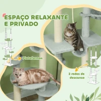 PawHut Arranhador para Gatos do Chão ao Teto 225-255 cm com 7 Níveis Rede Plataformas Postes de Arranhar  Cinza(m-7)