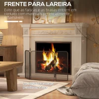 HOMCOM Frente para Lareira de 3 Painéis Proteção para Lareira Dobrável Frente para Lareira de Metal 96x1,3x56 cm Preto(m-4)