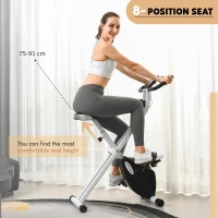 SPORTNOW Folding and Quiet Exercise Bike with 8-Level Magnetic Resistance and Heart Rate Sensor, for Home Gym, Black and White(m-6)
