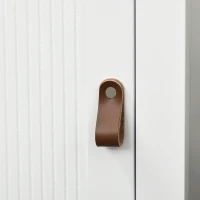 kleankin Coluna Casa de Banho com Prateleiras Abertas Porta e Prateleira Ajustável Desenho Anti-Tombo 34x23x165 cm Branco(m-9)