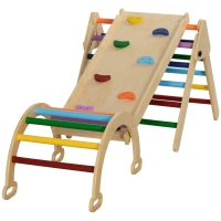 AIYAPLAY 5-in-1 Kinder Klimtoestel met Helling, Brug, Driehoekige Ladder, 18-48 Maanden, Bont