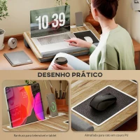 HOMCOM Suporte para Portátil com Amofada Ranhura para Tablet Almofada para Mouse Apoio para os Punhos Mesa para Portátil 55,5x37x9 cm Carvalho(m-4)