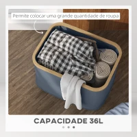HOMCOM Cesto para Roupa Dobrável Cesto para Roupa Suja 36 L para Casa de Banho Dormitório Lavandaria 44,3x33,3x26,5 cm Cinza(m-4)