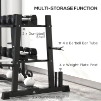 SPORTNOW hantelstandaard voor dumbells, kantelbare dumbells, halterschijven, 3 niveaus, aanpasbaar, staal, 131 x 75 x 80 cm, zwart(m-7)