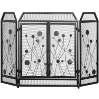 HOMCOM Paravan antiscantei pentru semineu, pliabil, usa magnetica 125 x 80cm(m-13)