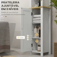 kleankin Coluna Casa de Banho com Prateleiras Abertas Porta e Prateleira Ajustável Desenho Anti-Tombo 34x23x165 cm Branco(m-5)