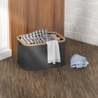 HOMCOM Cesto para Roupa Dobrável Cesto para Roupa Suja 36 L para Casa de Banho Dormitório Lavandaria 44,3x33,3x26,5 cm Preto(m-7)
