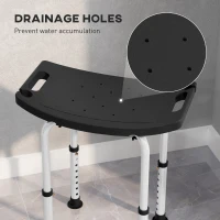 HOMCOM Height Adjustable Bath Stool, Aluminium Shower Stool with Non-Slip Pads for Elderly, Disabled, Seniors, Pregnant, Black(m-7)