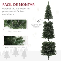 HOMCOM Árvore de Natal 180 cm Árvore de Natal Artificial com 618 Ramos e Suporte de Metal Árvore de Natal para Interior Verde(m-6)