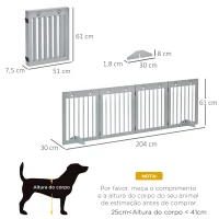 PawHut Barreira de Segurança Dobrável para Cães de 4 Painéis com Pés para Portas Escadas Corredor 204x30x61 cm Cinza(m-3)