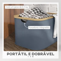 HOMCOM Cesto para Roupa Dobrável Cesto para Roupa Suja 36 L para Casa de Banho Dormitório Lavandaria 44,3x33,3x26,5 cm Cinza(m-5)