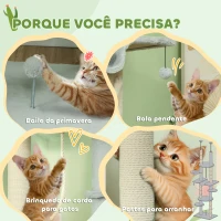 PawHut Arranhador para Gatos do Chão ao Teto 225-255 cm com 7 Níveis Rede Plataformas Postes de Arranhar  Cinza(m-8)