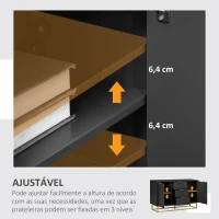 HOMCOM Aparador Auxiliar Armário de Armazenamento com 3 Gavetas e 2 Armários com Prateleira Ajustável 120x40x76 cm Preto(m-6)