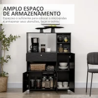 HOMCOM Aparador Auxiliar para Microondas Buffet de Cozinha com 2 Armários com Portas 1 Gaveta e Prateleiras 90x40x120 cm Preto(m-4)