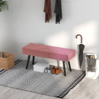 HOMCOM Banco de Pé de Cama Multifuncional e Moderno Banco de Dormitório com Pés de Aço e Assento Acolchoado 100x36x45 cm Rosa(m-8)