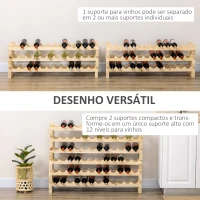 HOMCOM Suporte para Garrafas de Vinho para 72 Garrafas Garrafeira com 6 Níveis Suporte para Vinhos Vertical 114x28x85 cm Madeira(m-4)