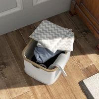 HOMCOM Cesto para Roupa Dobrável Cesto para Roupa Suja 36 L para Casa de Banho Dormitório Lavandaria 44,3x33,3x26,5 cm Creme(m-6)