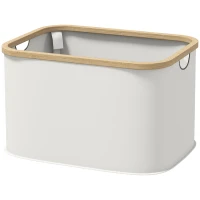 HOMCOM Cesto para Roupa Dobrável Cesto para Roupa Suja 36 L para Casa de Banho Dormitório Lavandaria 44,3x33,3x26,5 cm Creme(m-11)