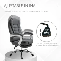 Vinsetto Scaun Ergonomic de Birou Reglabil cu Suport pentru Picioare, Spătar Înalt și Brațe, 65x70x115-123 cm, Gri(m-4)