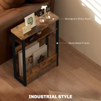 HOMCOM Industrial-Style Side Table - Black/Brown(m-7)