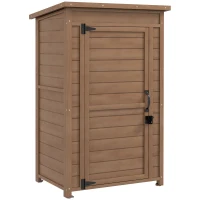 Outsunny Armadio da Giardino in Legno con Ripiano Regolabile e Catenaccio, 75x56x117cm, Marrone(m-11)