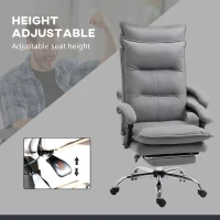 Vinsetto Bureaustoel met massagefunctie, verwarmingsfunctie, afstandsbediening, uitschuifbare voetensteun, kantelbaar, grijs(m-6)