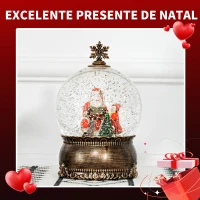 HOMCOM Bola de Neve com Música e Luzes Globo de Neve com Cena de Pai Natal e Criança Decoração de Natal Bronze(m-5)