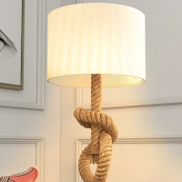 HOMCOM Tafellamp in Maritieme Stijl met USB-Oplaadpoort, Warm, Touwdecor, 30x30x55 cm(m-8)