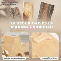 AIYAPLAY Escalada para Niños de 18-48 Meses 8 en 1 con Rampa Escalera de Arco y Bolsa de Arena 175x59,5x60 cm Natural(m-5)