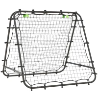 HOMCOM Double Sided Football Rebounder Net, Football Rebound Goal with 5 Adjustable Angles, Black(m-1)
