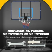SPORTNOW Tabela de Basquetbol de Parede Cesta de Basquetebol para Exterior 113x61x73 cm Azul e Preto(m-4)