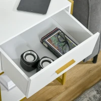 HOMCOM Set 2 Comodini Moderni con Cassetto e Ripiano Aperto in MDF e Acciaio, 45x40x60cm, Bianco e Oro(m-8)