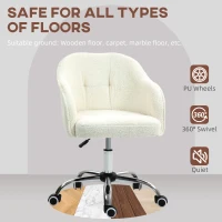 HOMCOM Teddy Fleece Swivel Office Chair - Cream(m-5)