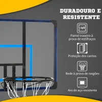 SPORTNOW Tabela de Basquetbol de Parede Cesta de Basquetebol para Exterior 113x61x73 cm Azul e Preto(m-5)
