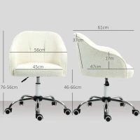 HOMCOM Teddy Fleece Swivel Office Chair - Cream(m-3)
