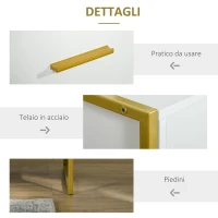 HOMCOM Set 2 Comodini Moderni con Cassetto e Ripiano Aperto in MDF e Acciaio, 45x40x60cm, Bianco e Oro(m-6)