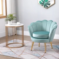 HOMCOM Fotoli vintage cu design din Catifea, 76x76x74cm, Verde(m-10)