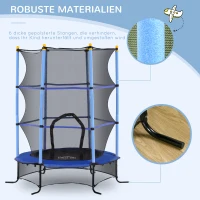HOMCOM Kindertrampoline, Ø163 cm, met veiligheidsnet, binnen- en buitengebruik, belasting tot 50 kg, Staal, Kunststof, Blauw(m-5)