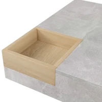 Quadratischer Couchtisch 72x72x30 cm , Designermöbel mit Aufbewahrungsbox zum Sofa, Betongrau(m-8)