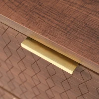 Embossed Design Wood Chest of Drawers with 6 Drawers, Living Room Sideboard with Anti-tip Design, 120L x 40W x 75H cm, Walnut(m-9)