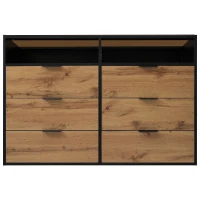 Anti-tip Sideboard Cabinet with Storage Drawers and Shelves, Wooden Drawer Chest for Living Room, 120L x 40W x 80H cm, Oak(m-2)