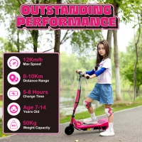HOMCOM Folding Electric Kids Scooter Ride on Age 7-14, Pink(m-4)