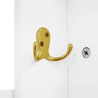 Set guardaroba con panca per scarpe e cuscino, frontale armadio con ganci, 60,5×180,5×35,2 cm, Bianco+Oro(m-7)