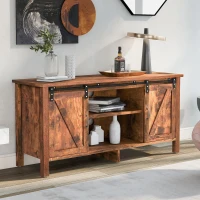 TV-Schrank im Industrie-Design, Sideboard mit 2 Schiebetüren und verstellbaren Ablagen, 120×40×60,5 cm,  Braun(m-5)